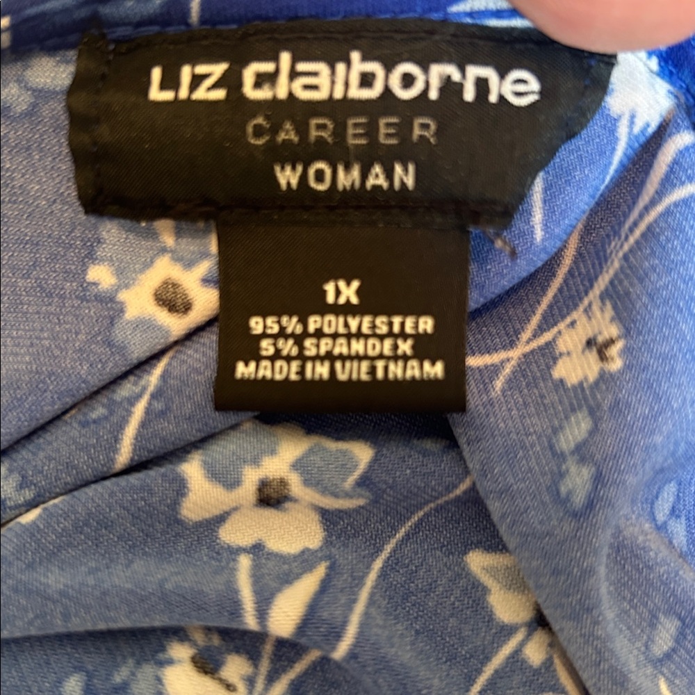 Liz Claiborne Blue Floral Top SZ 1X - Picture 5 of 5